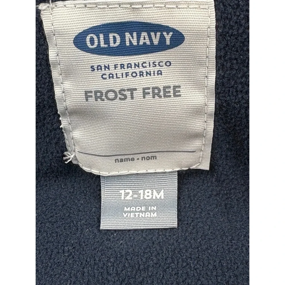 Old Navy Frost Free Kids Puffer Vest Navy‎ Blue Sleeveless Full Zip 12-18 Months